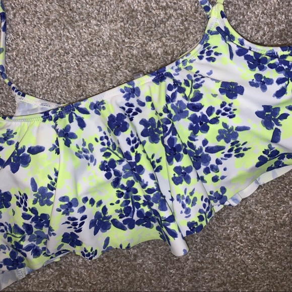 LA Hearts Neon Yellow & Blue Swim Cover top sz L - Picture 5 of 9